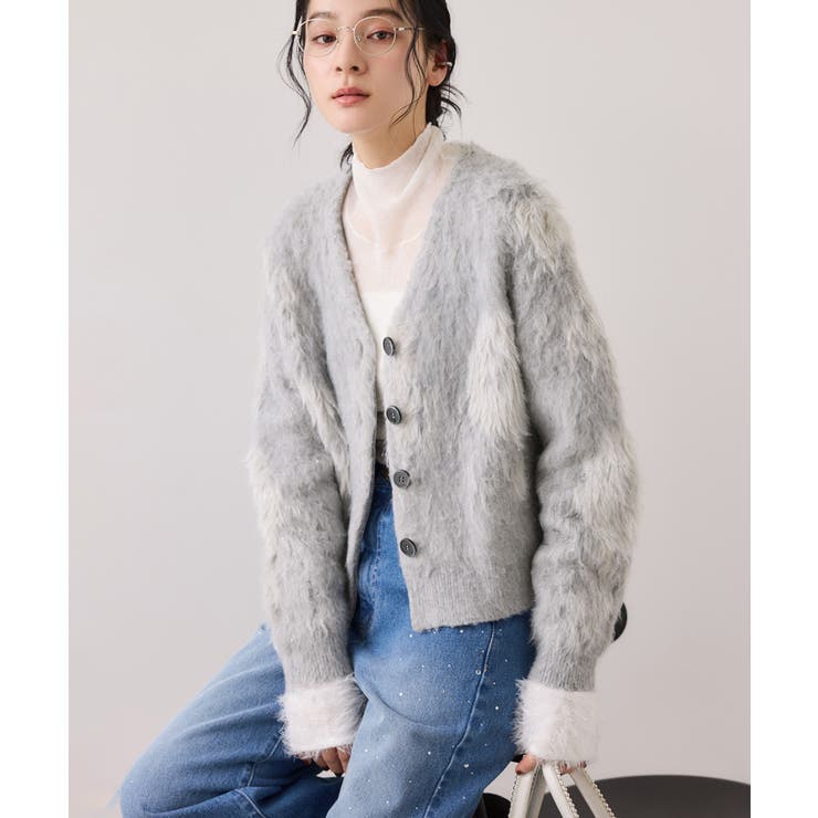 アート柄ジャガード起毛ニットカーディガン/イージーケア | VIS  | 詳細画像10 