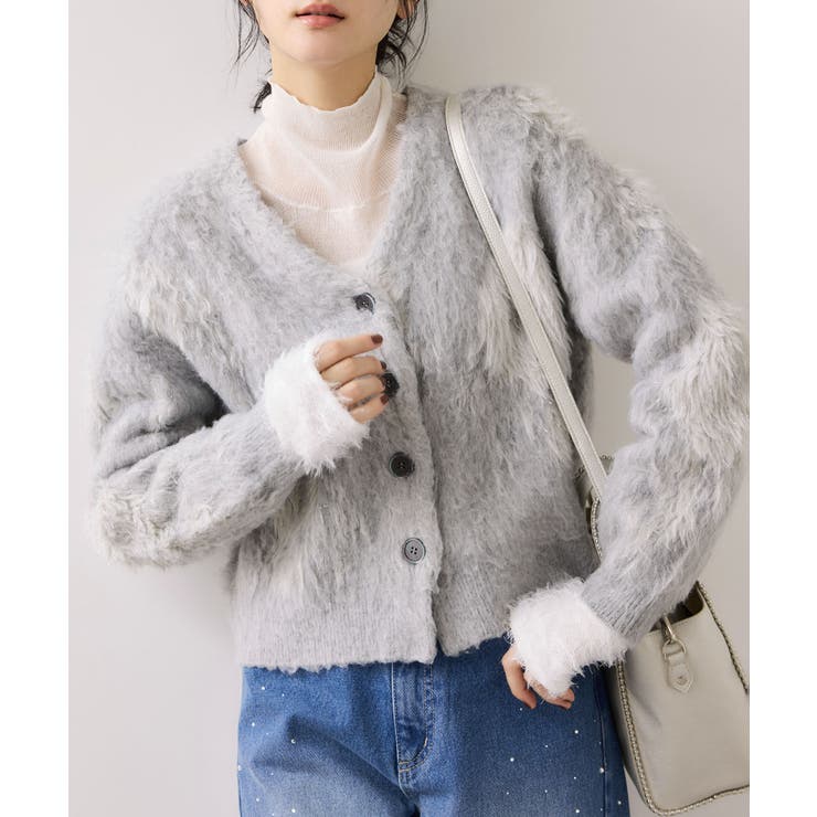 アート柄ジャガード起毛ニットカーディガン/イージーケア | VIS  | 詳細画像11 