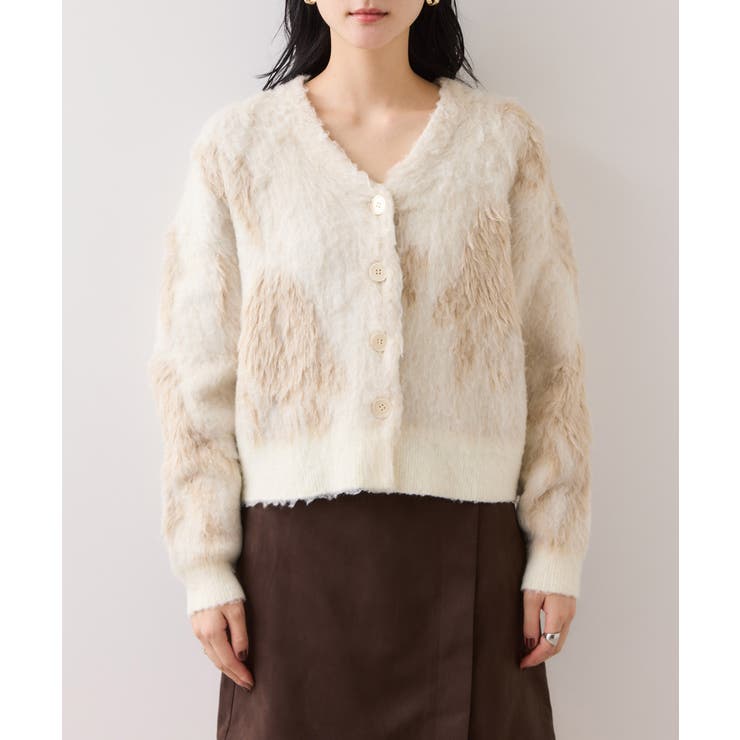 アート柄ジャガード起毛ニットカーディガン/イージーケア | VIS  | 詳細画像14 