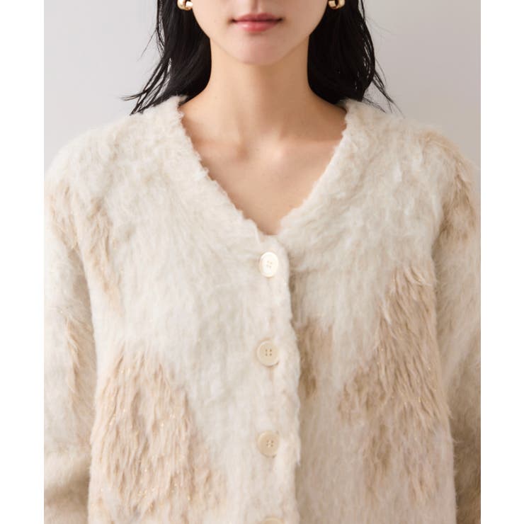 アート柄ジャガード起毛ニットカーディガン/イージーケア | VIS  | 詳細画像17 