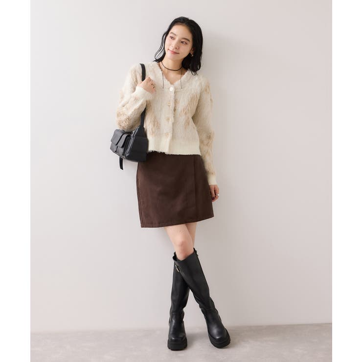 アート柄ジャガード起毛ニットカーディガン/イージーケア | VIS  | 詳細画像2 