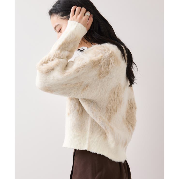 アート柄ジャガード起毛ニットカーディガン/イージーケア | VIS  | 詳細画像4 