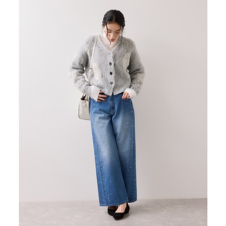 アート柄ジャガード起毛ニットカーディガン/イージーケア | VIS  | 詳細画像8 