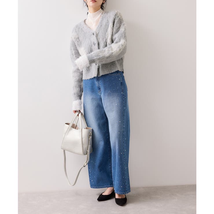 アート柄ジャガード起毛ニットカーディガン/イージーケア | VIS  | 詳細画像9 