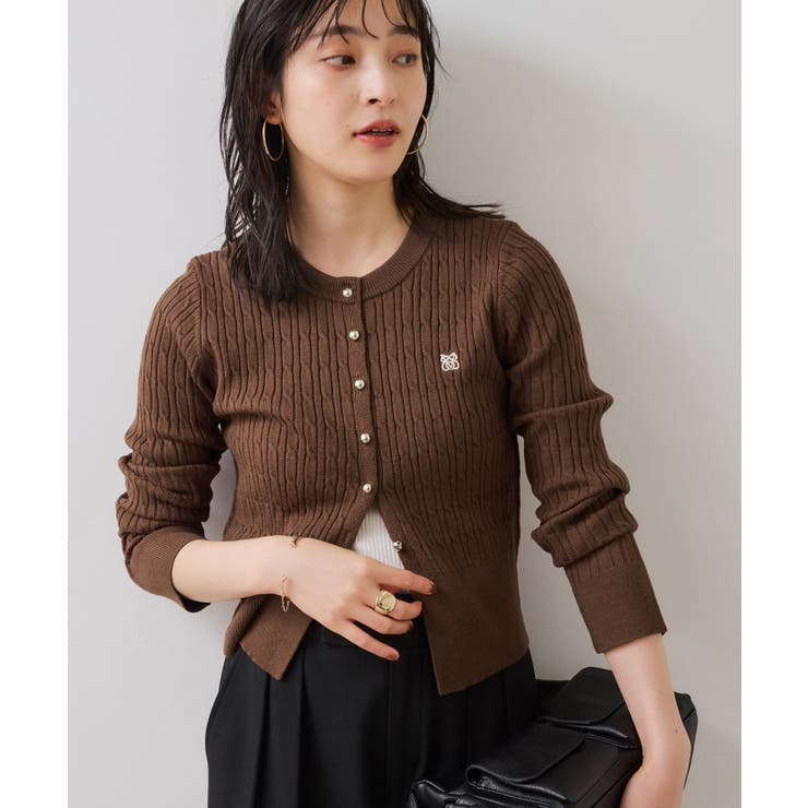 ブラウン(20) | ケーブルコンパクトカーディガン | VIS 