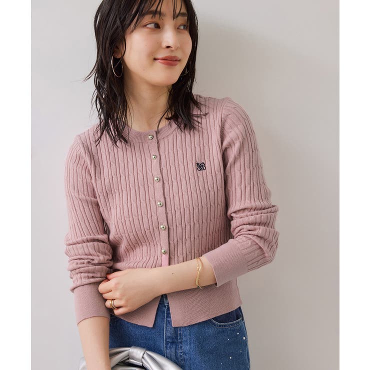 ピンク(63) | ケーブルコンパクトカーディガン | VIS 