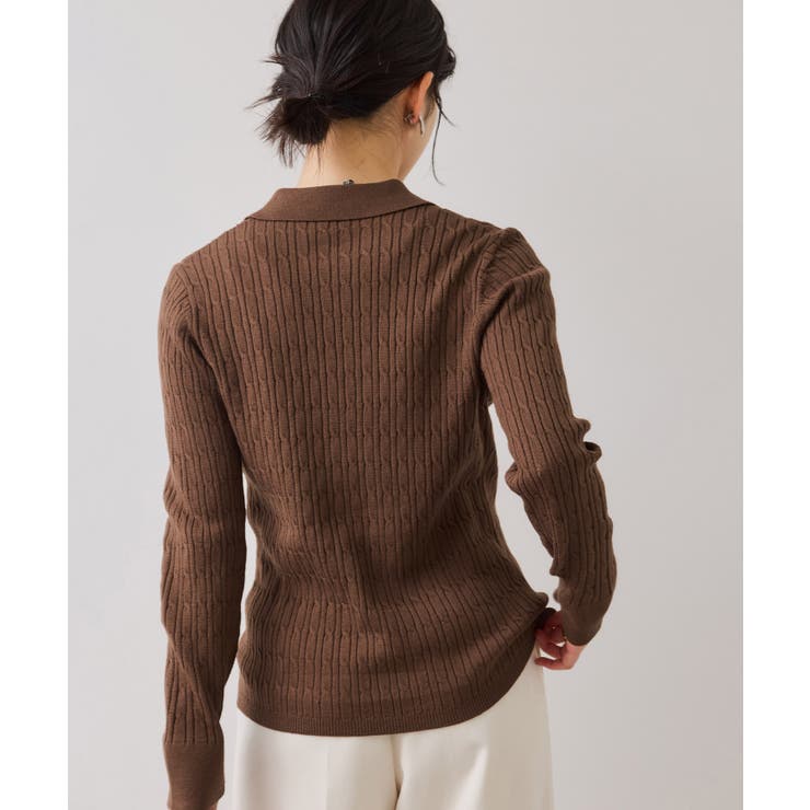 ポロ衿ケーブルカーディガン | VIS  | 詳細画像10 