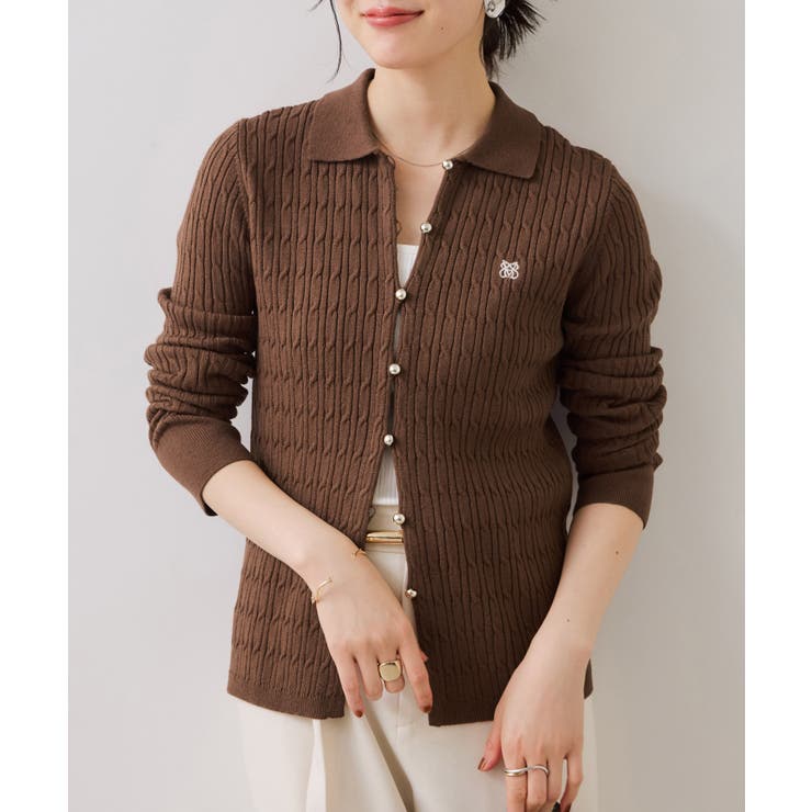 ポロ衿ケーブルカーディガン | VIS  | 詳細画像11 