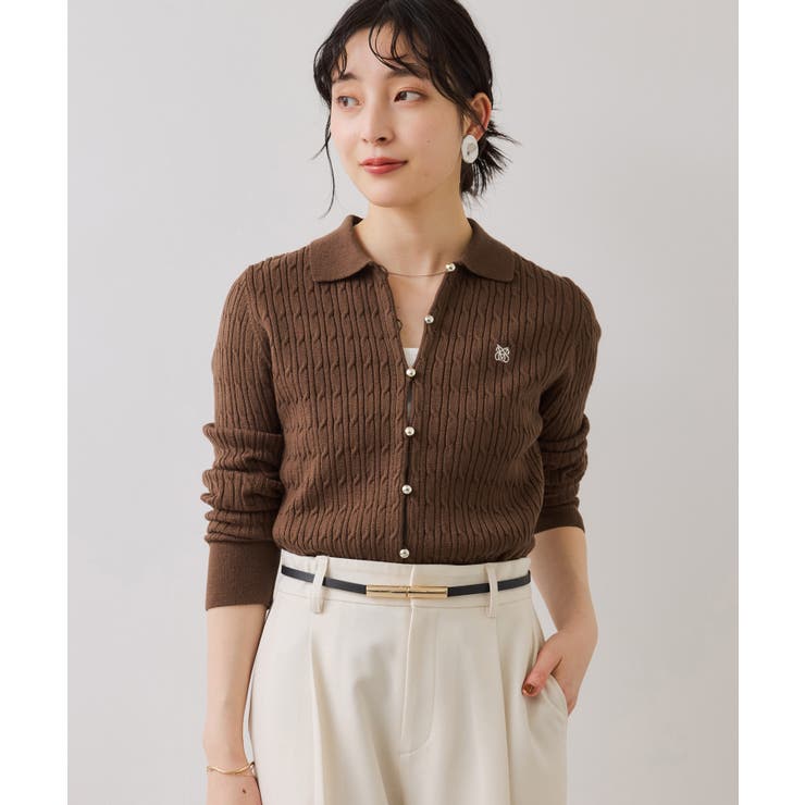 ポロ衿ケーブルカーディガン | VIS  | 詳細画像12 