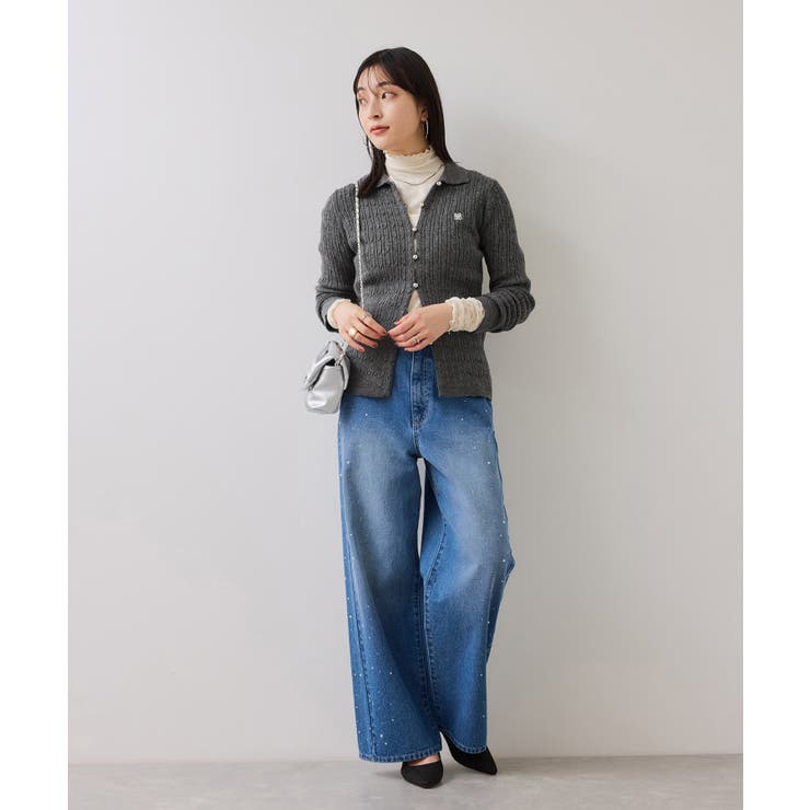 ポロ衿ケーブルカーディガン | VIS  | 詳細画像16 