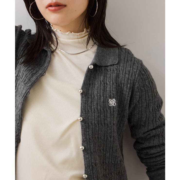 ポロ衿ケーブルカーディガン | VIS  | 詳細画像19 