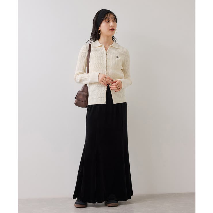 ポロ衿ケーブルカーディガン | VIS  | 詳細画像2 