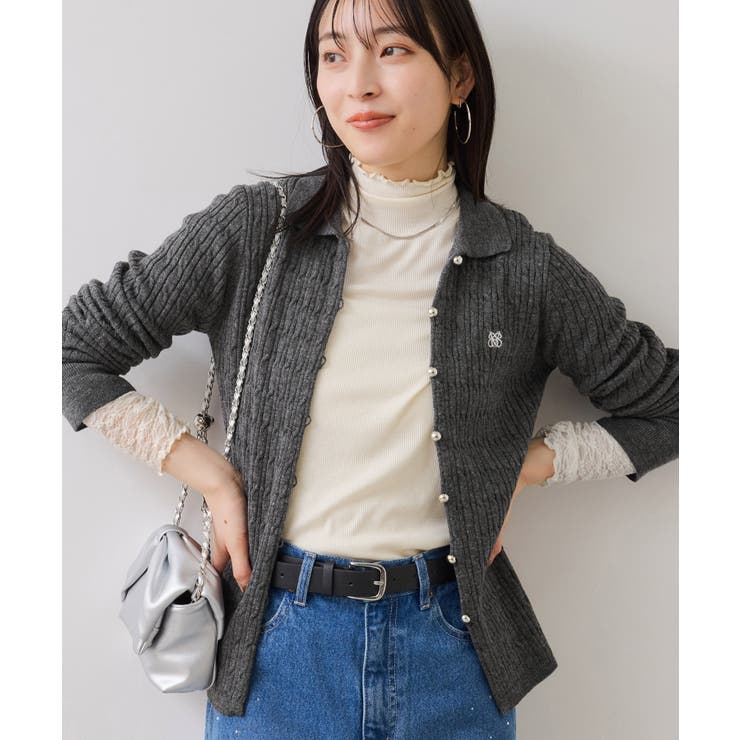 ポロ衿ケーブルカーディガン | VIS  | 詳細画像20 