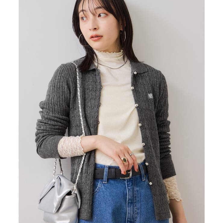 ポロ衿ケーブルカーディガン | VIS  | 詳細画像21 