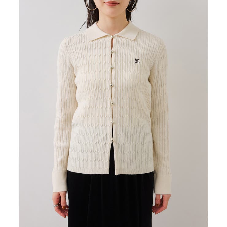 ポロ衿ケーブルカーディガン | VIS  | 詳細画像22 