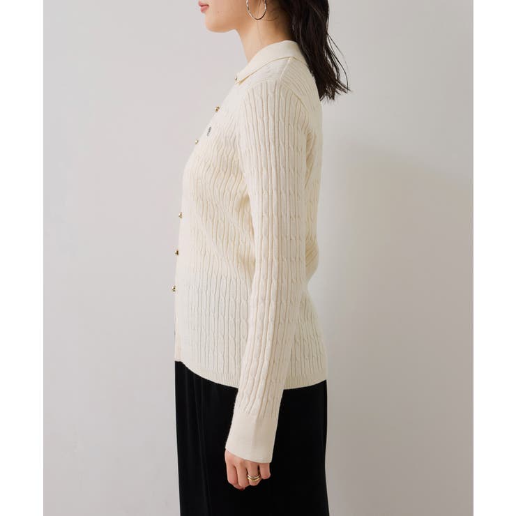 ポロ衿ケーブルカーディガン | VIS  | 詳細画像23 