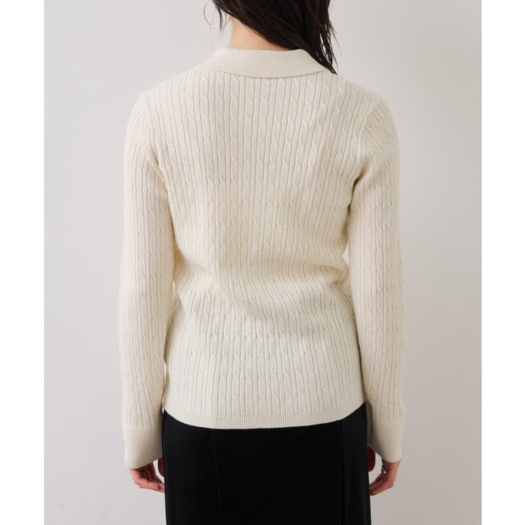 ポロ衿ケーブルカーディガン | VIS  | 詳細画像24 