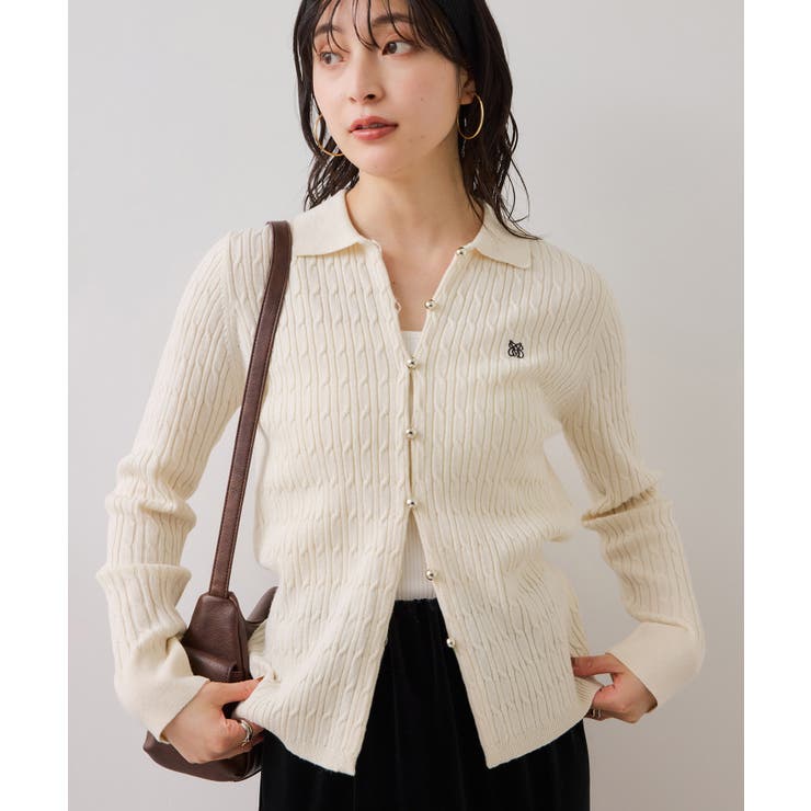 ポロ衿ケーブルカーディガン | VIS  | 詳細画像5 