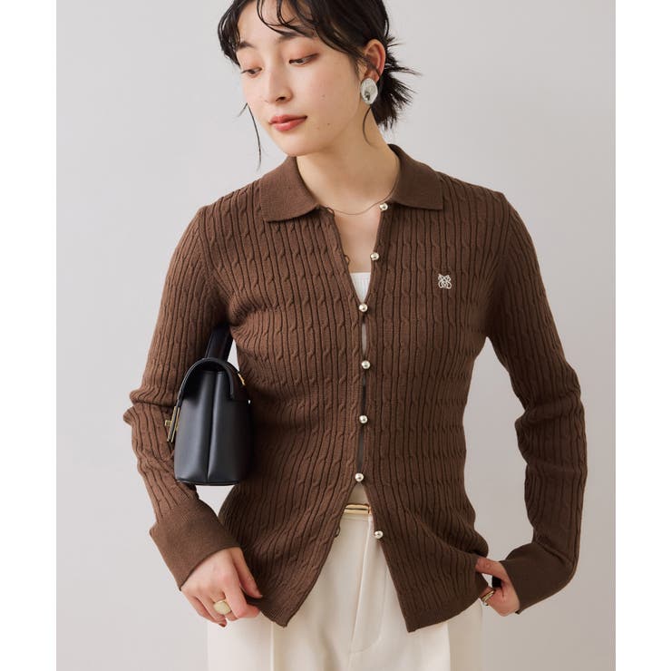 ポロ衿ケーブルカーディガン | VIS  | 詳細画像9 