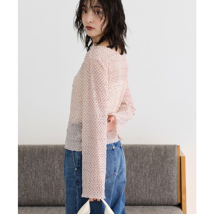 ピンク系(65) | ドットシャーリングシアーカーディガン | VIS 