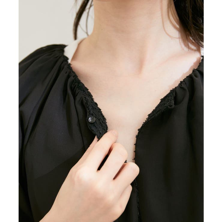 【洗える】リバーシブルシフォンジャガードブラウスカーディガン | VIS  | 詳細画像16 