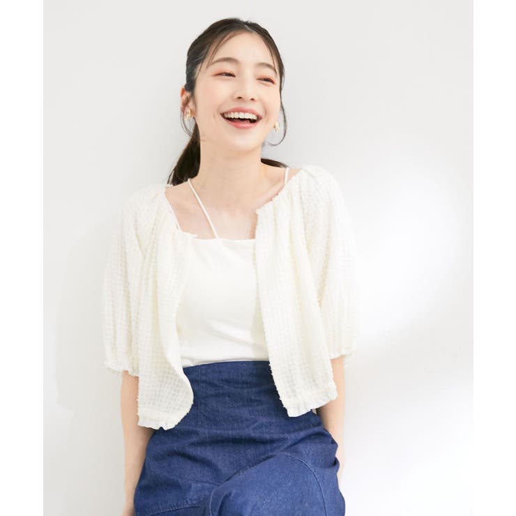 【洗える】リバーシブルシフォンジャガードブラウスカーディガン | VIS  | 詳細画像2 