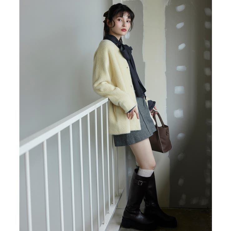 接結メタルボタンミニフェザーニットコート | VIS  | 詳細画像2 