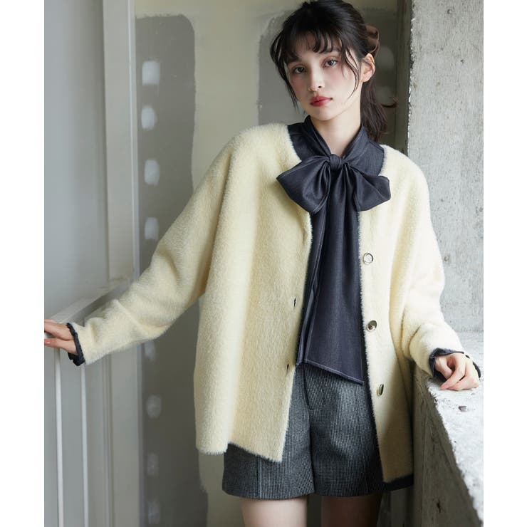 イエロー(80) | 接結メタルボタンミニフェザーニットコート | VIS 