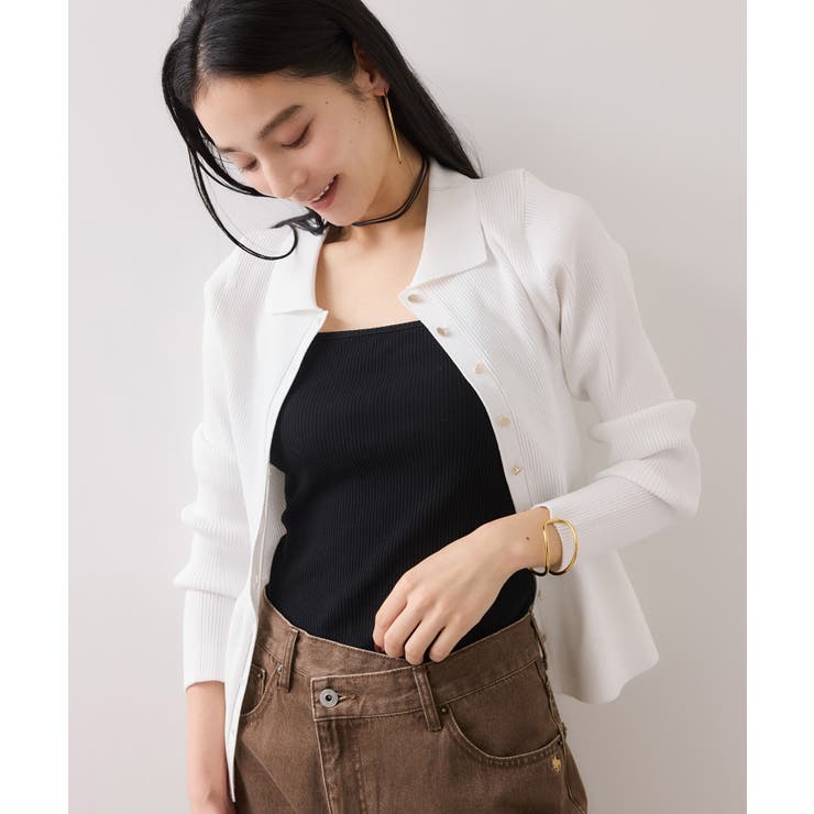 【洗える】襟付きペプラムカーディガン | VIS  | 詳細画像4 