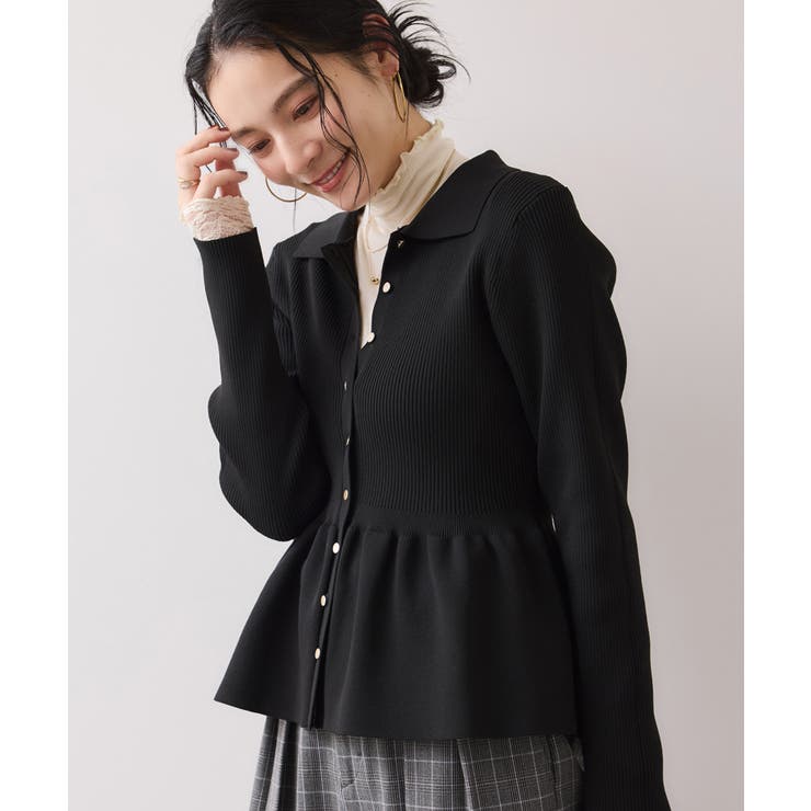 【洗える】襟付きペプラムカーディガン | VIS  | 詳細画像8 