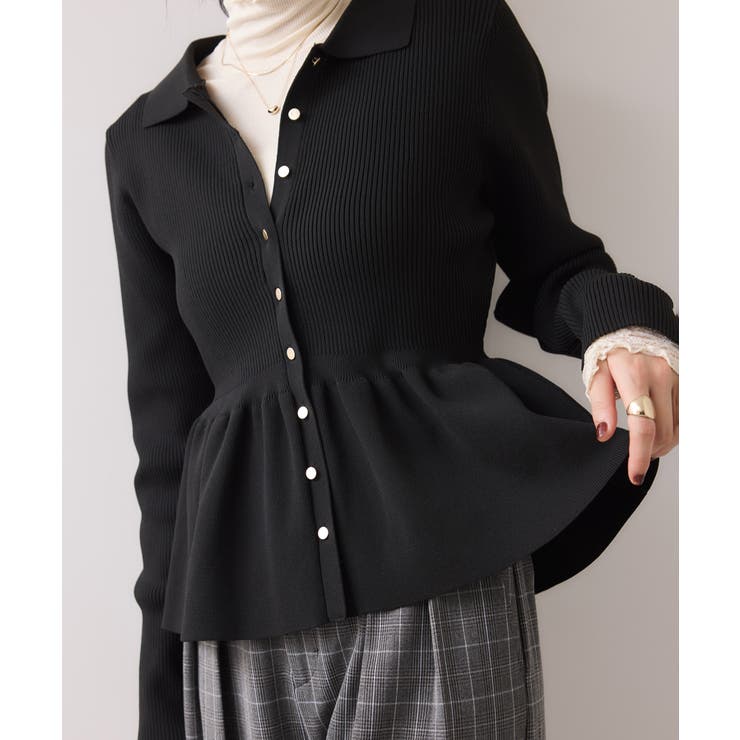 【洗える】襟付きペプラムカーディガン | VIS  | 詳細画像9 