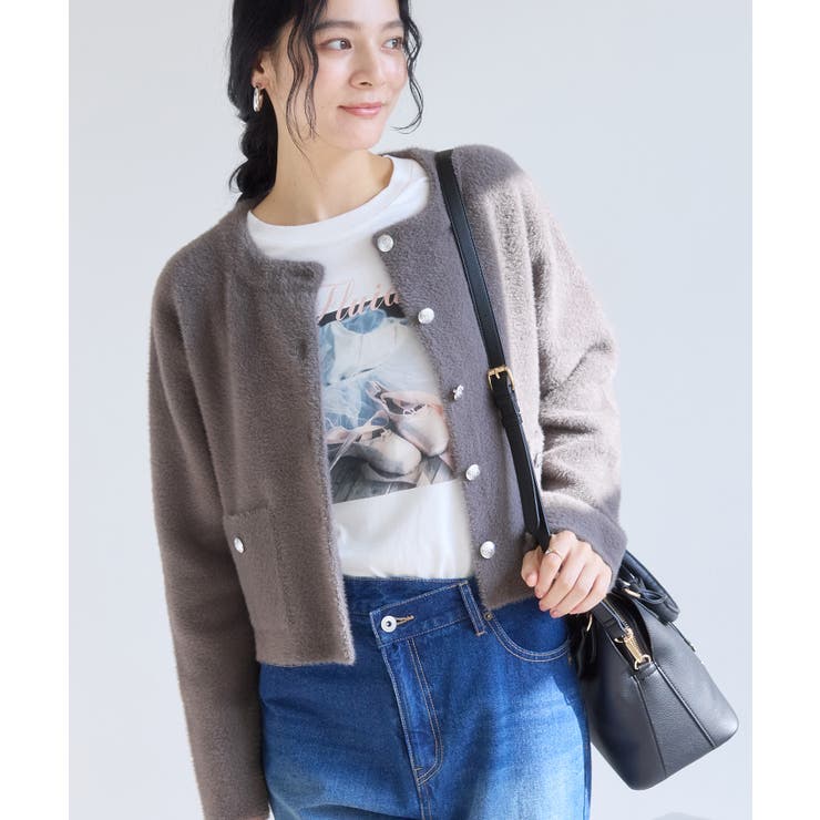 接結ミニフェザーニットジャケットカーディガン/一部WEB限定カラー | VIS  | 詳細画像14