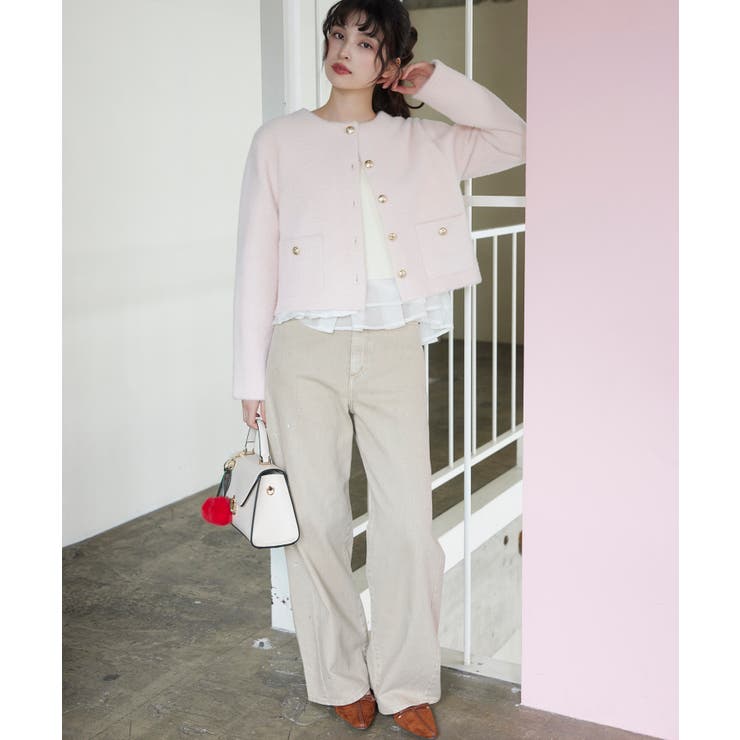 接結ミニフェザーニットジャケットカーディガン/一部WEB限定カラー | VIS  | 詳細画像2