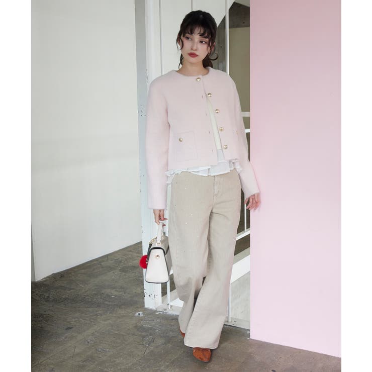 接結ミニフェザーニットジャケットカーディガン/一部WEB限定カラー | VIS  | 詳細画像3