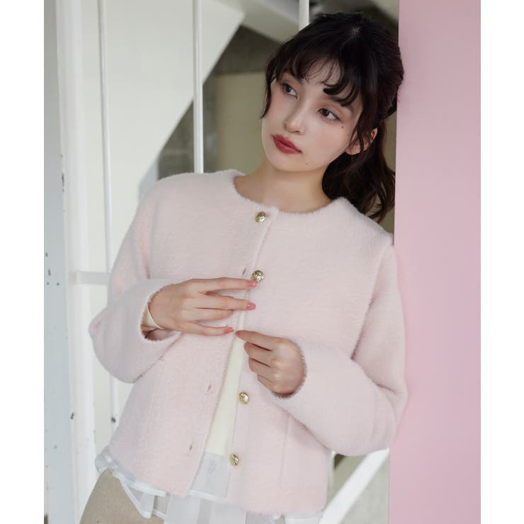 接結ミニフェザーニットジャケットカーディガン/一部WEB限定カラー | VIS  | 詳細画像4