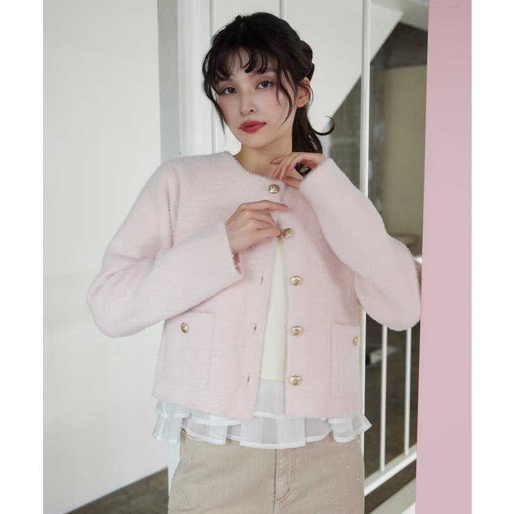 接結ミニフェザーニットジャケットカーディガン/一部WEB限定カラー | VIS  | 詳細画像5