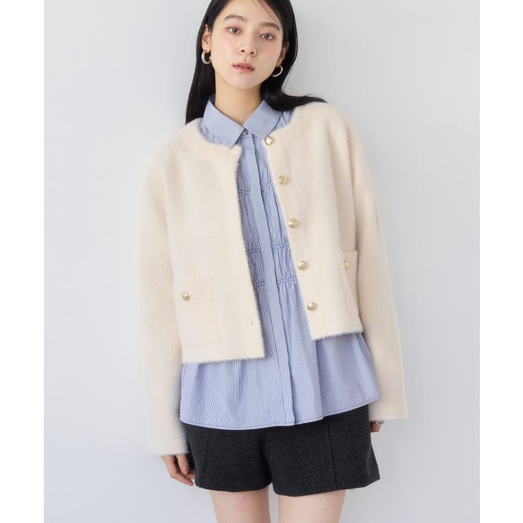 オフホワイト(15) | 接結ミニフェザーニットジャケットカーディガン/一部WEB限定カラー | VIS