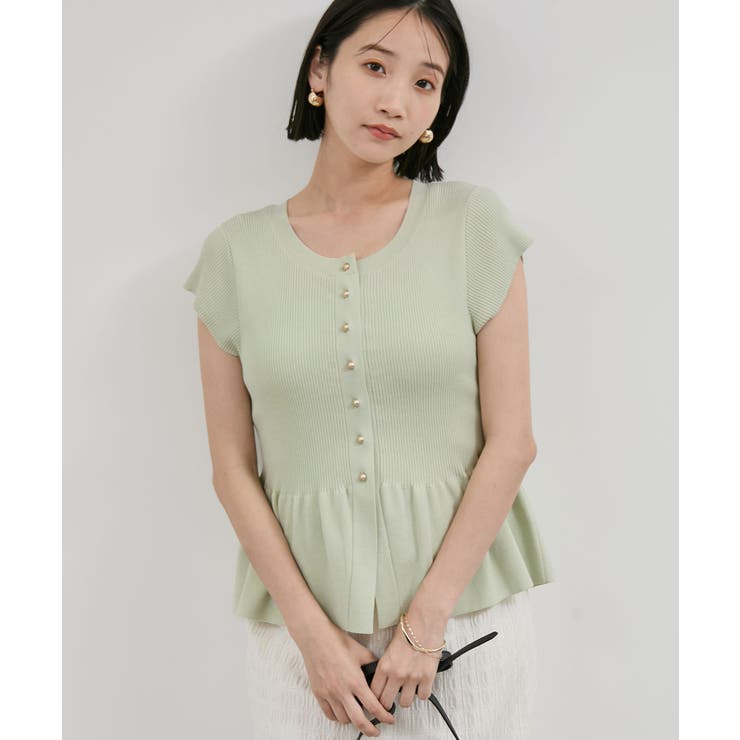 【アンチピリング/洗える】美SMARTショートスリーブペプラムニット | VIS  | 詳細画像12 