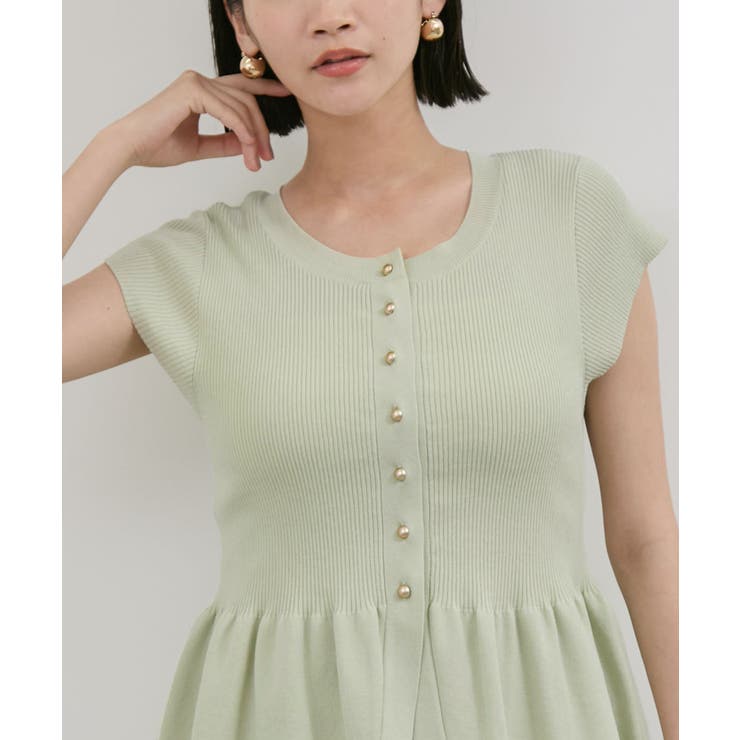 【アンチピリング/洗える】美SMARTショートスリーブペプラムニット | VIS  | 詳細画像14 