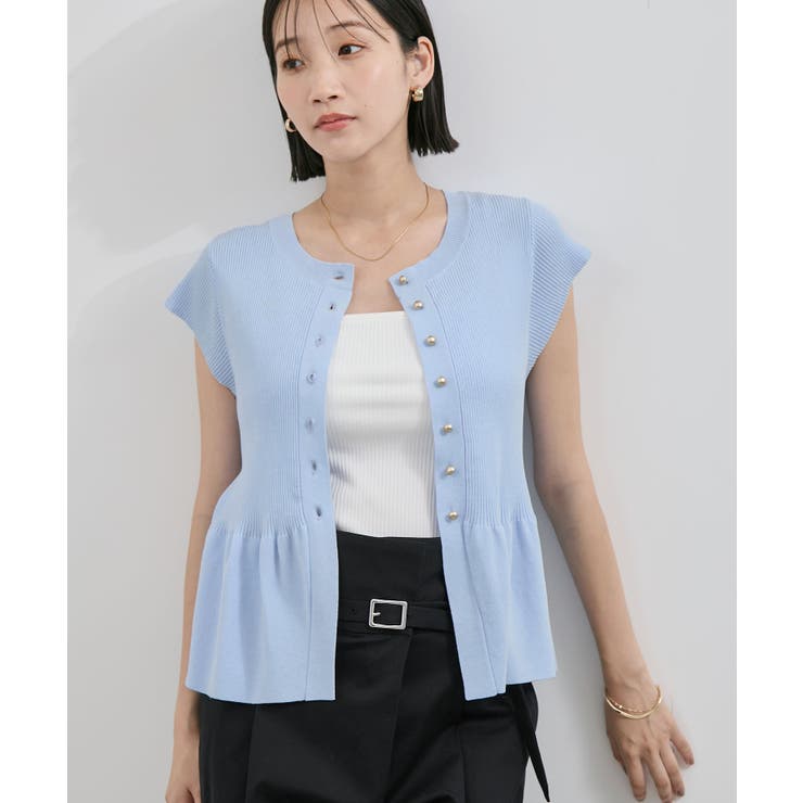 【アンチピリング/洗える】美SMARTショートスリーブペプラムニット | VIS  | 詳細画像16 