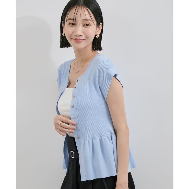 【アンチピリング/洗える】美SMARTショートスリーブペプラムニット | VIS  | 詳細画像17 