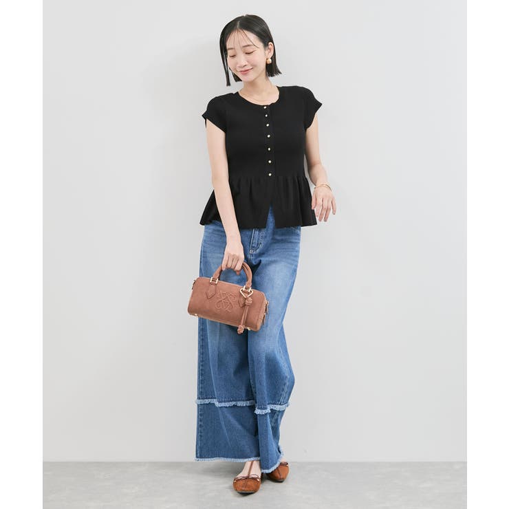 【アンチピリング/洗える】美SMARTショートスリーブペプラムニット | VIS  | 詳細画像2 