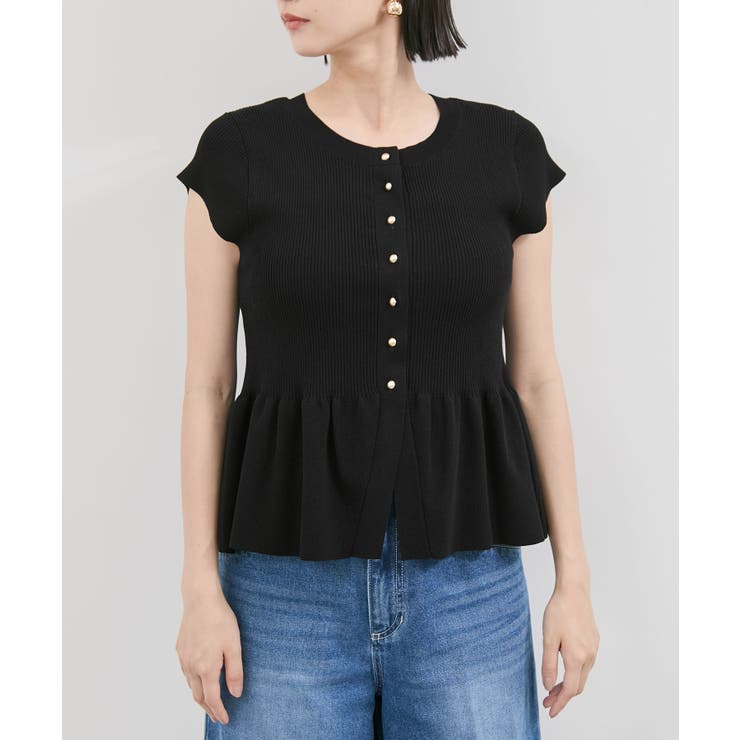 【アンチピリング/洗える】美SMARTショートスリーブペプラムニット | VIS  | 詳細画像20 