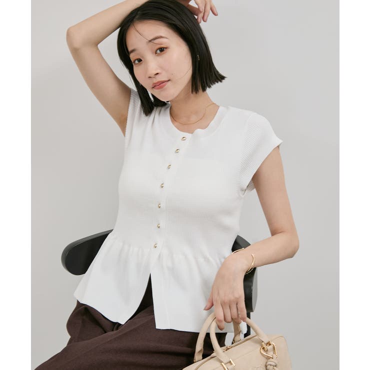 【アンチピリング/洗える】美SMARTショートスリーブペプラムニット | VIS  | 詳細画像7 