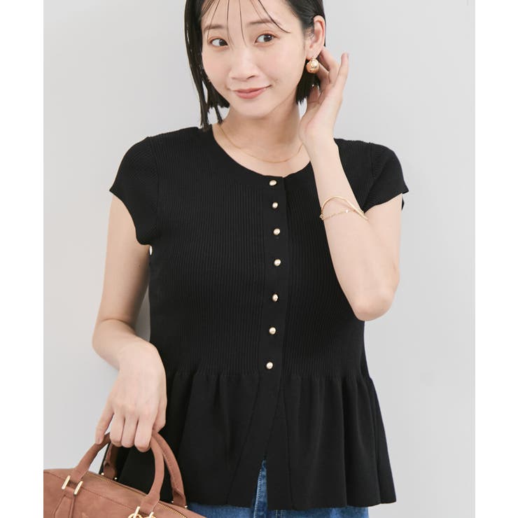 ブラック(01) | 【アンチピリング/洗える】美SMARTショートスリーブペプラムニット | VIS 