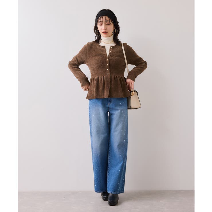 ペプラム切替モールニットカーディガン/イージーケア | VIS  | 詳細画像10 