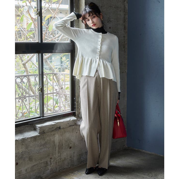 ペプラム切替モールニットカーディガン/イージーケア | VIS  | 詳細画像2 