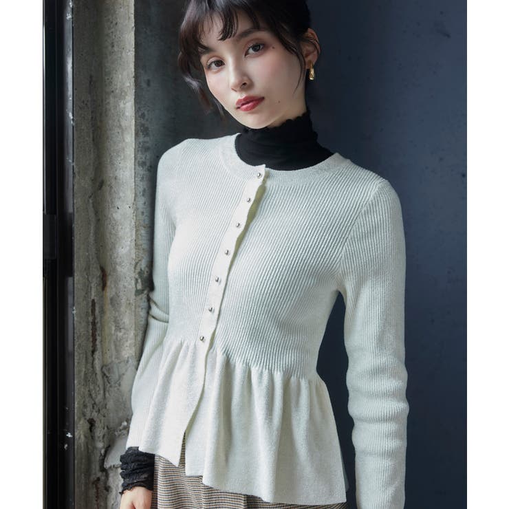 ペプラム切替モールニットカーディガン/イージーケア | VIS  | 詳細画像4 