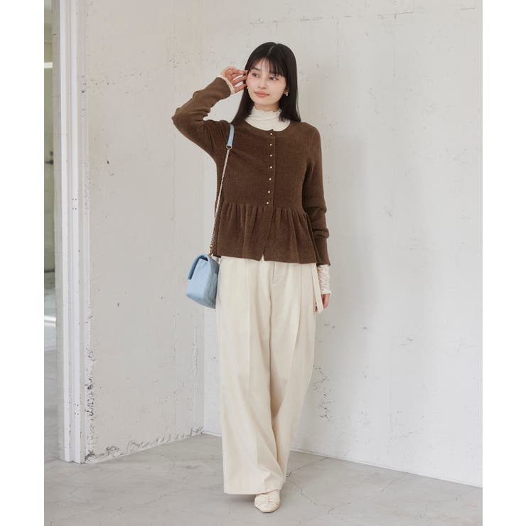 ペプラム切替モールニットカーディガン/イージーケア | VIS  | 詳細画像7 