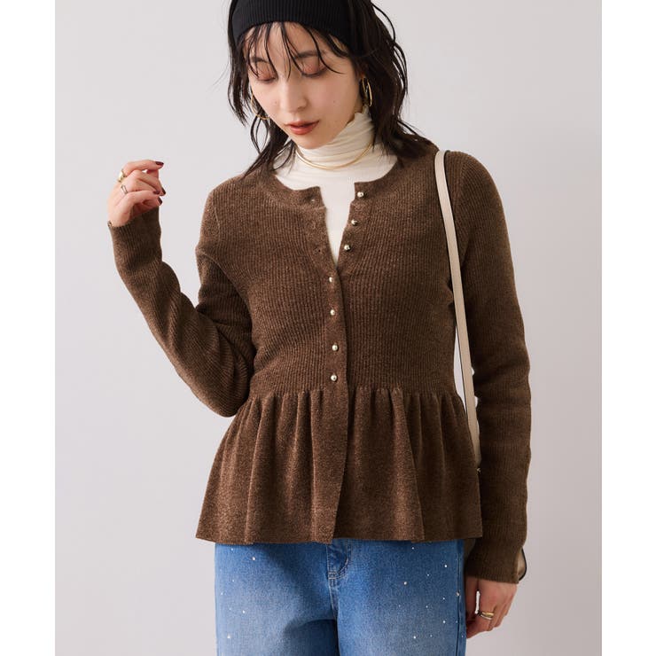 ペプラム切替モールニットカーディガン/イージーケア | VIS  | 詳細画像8 